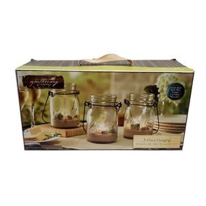 Apothecary & Company 3-Piece Hanging Mason Jar and Tealight Set Holiday Decor